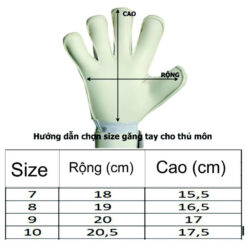 bảng size găng tay thủ môn