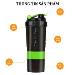 bình nước tập gym 3 ngăn shaker
